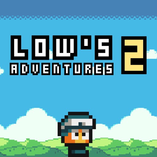 Low's Adventure 2 gameplay showing pixel platforms, coins, and hazards